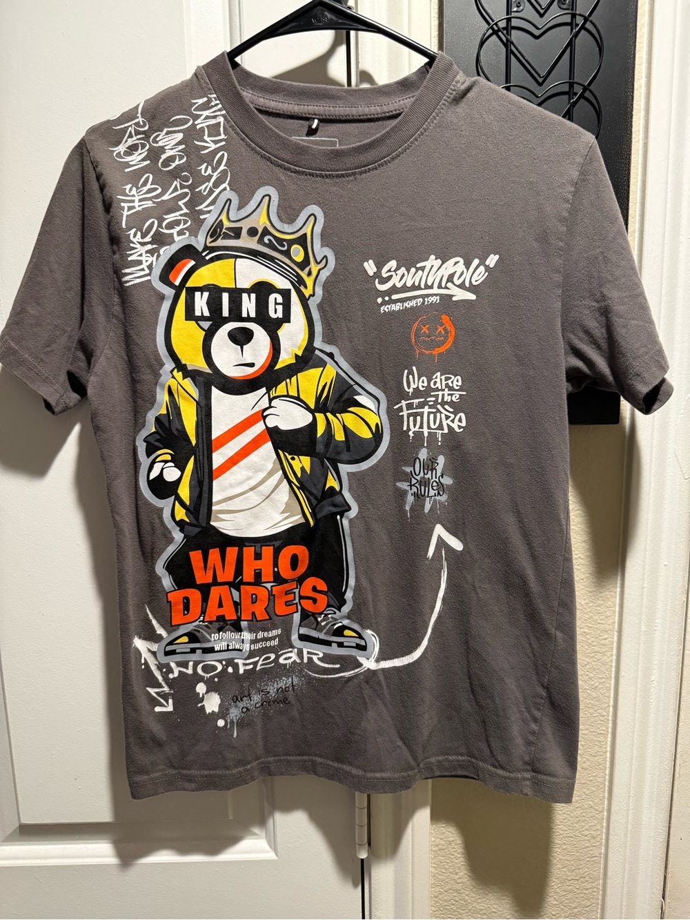 South Pole Charcoal Kids 'Who Dares' Bear Graphic Tee